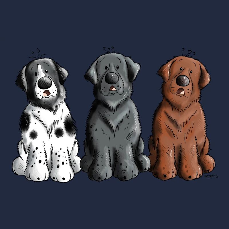 Three Newfoundland Dogs