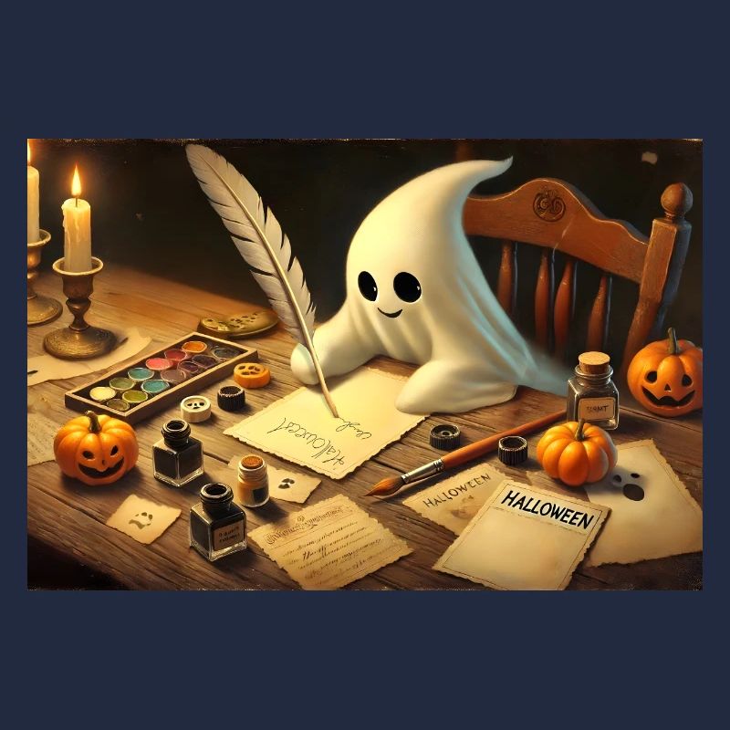charming ghost writing halloween invitations