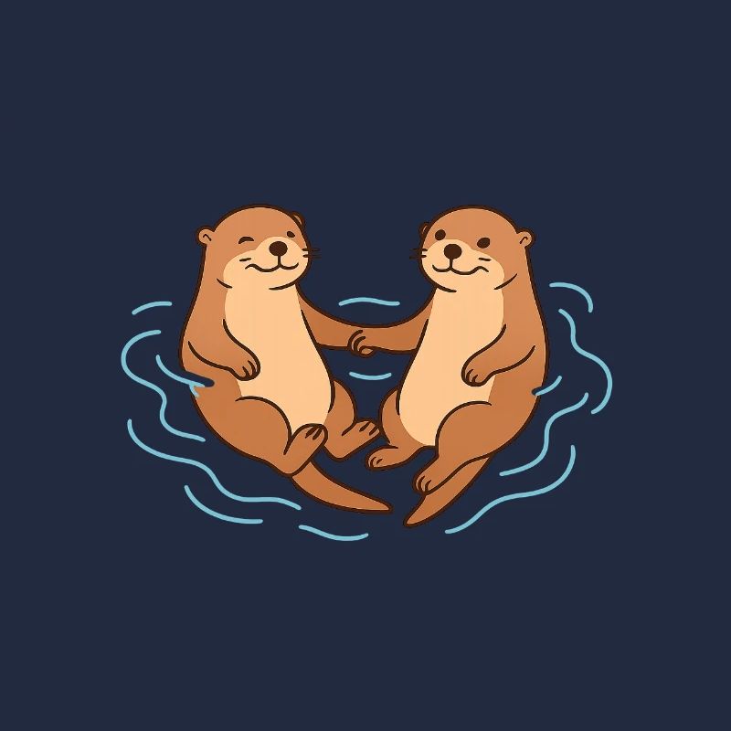 Verspielte Otter Freundschaft Illustration