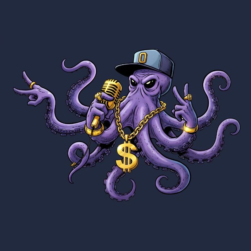 Oktopus Rapper mit Goldkette