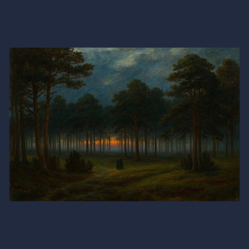 Abenddämmerung im dunklen Wald