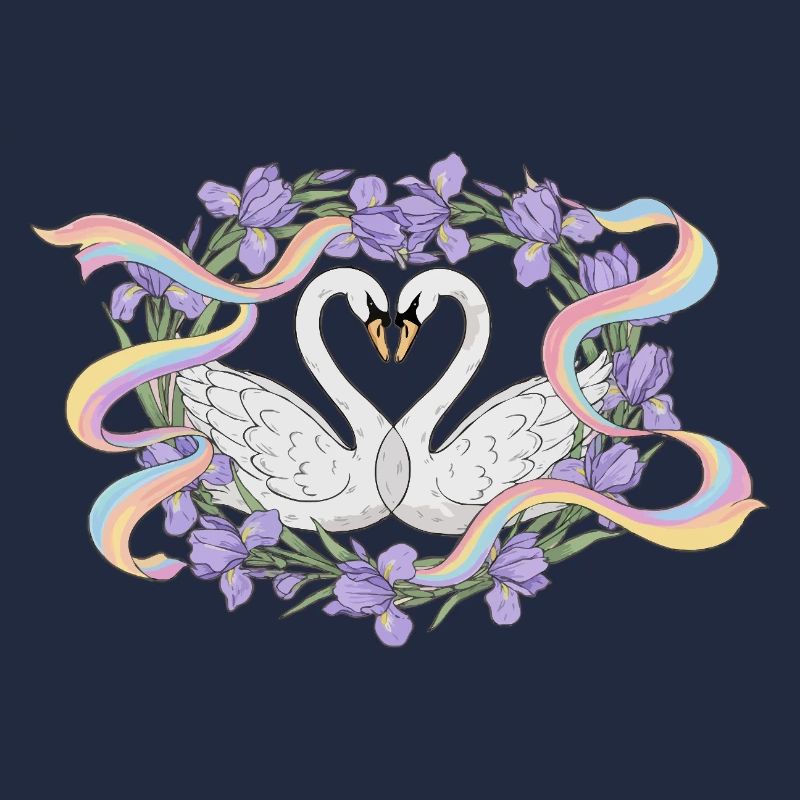 Swans love rainbow