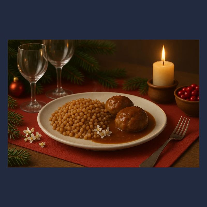 Festlicher Buchweizen-Fleischbällchen Teller