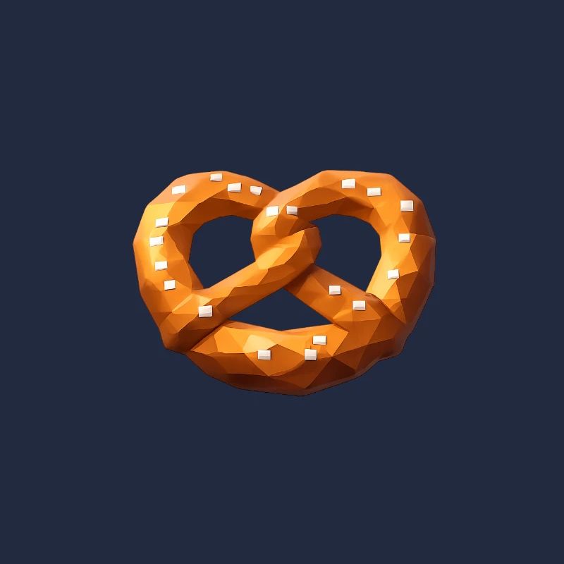 Low Poly Orange Polygonal Pretzel