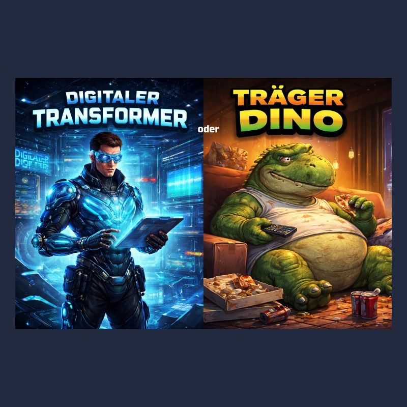 Digitaler Tech-Kämpfer oder träger Dino