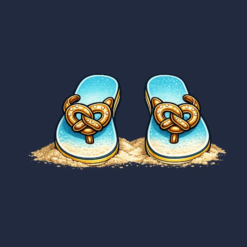 Blue Pretzel Bow Beach Flip-Flops