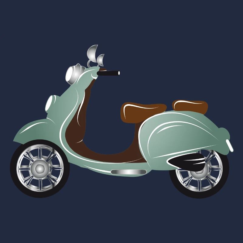A vintage scooter with retro paint finish