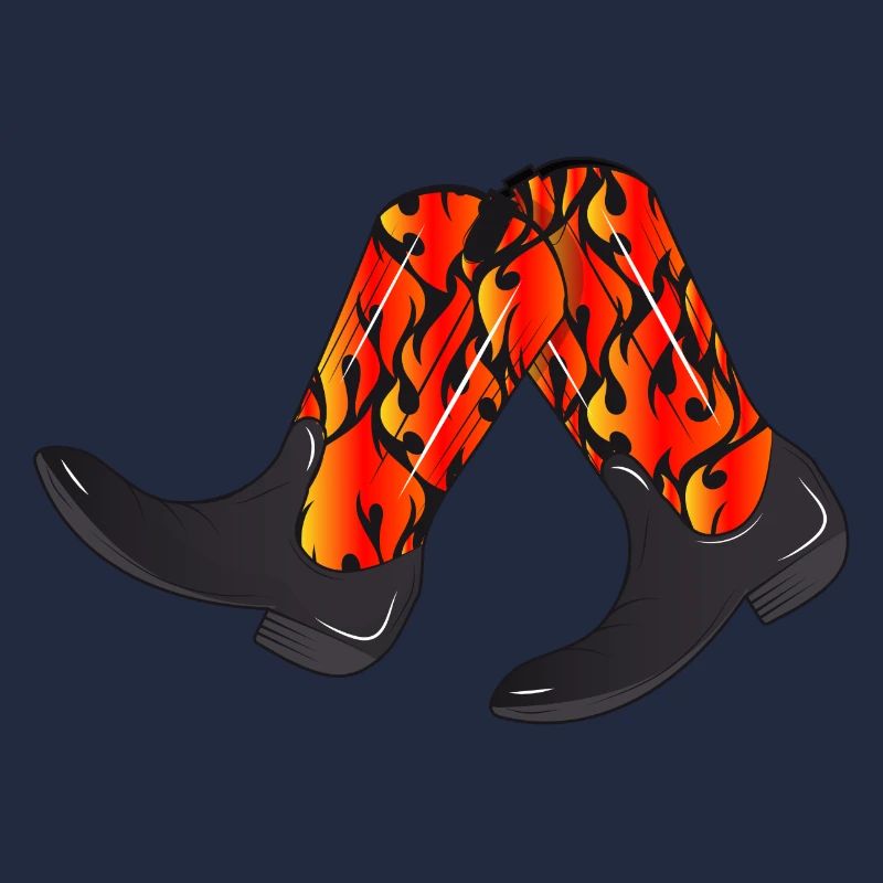 extravagant western boots with flame pattern