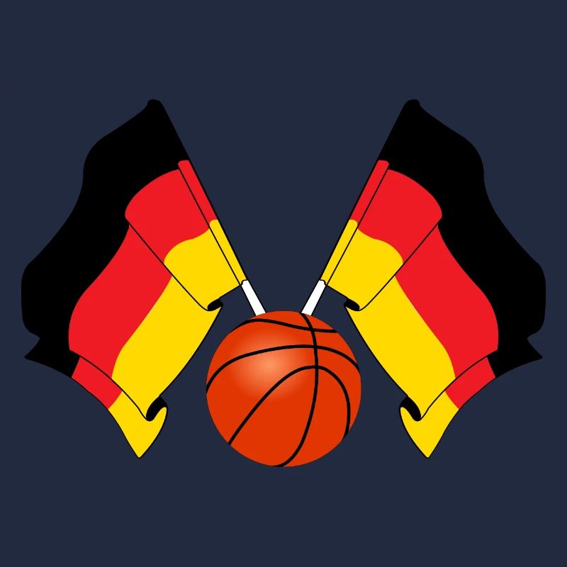 Two German flags crossed Basketball Germany