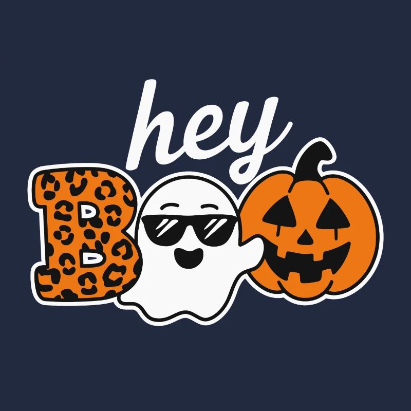 Hey Boo Halloween Leopard Ghost