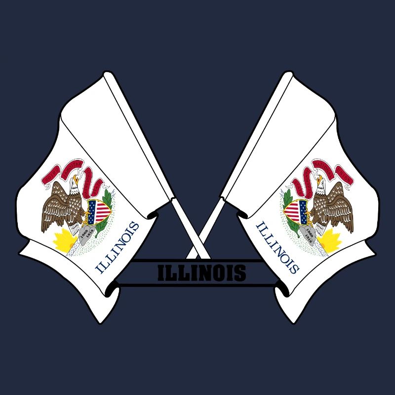 Two flags text ILLINOIS