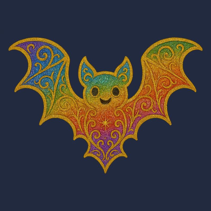 Rainbow bat with glitter border