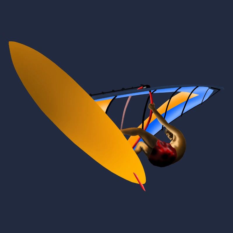 Windsurfer Orange Sail Art