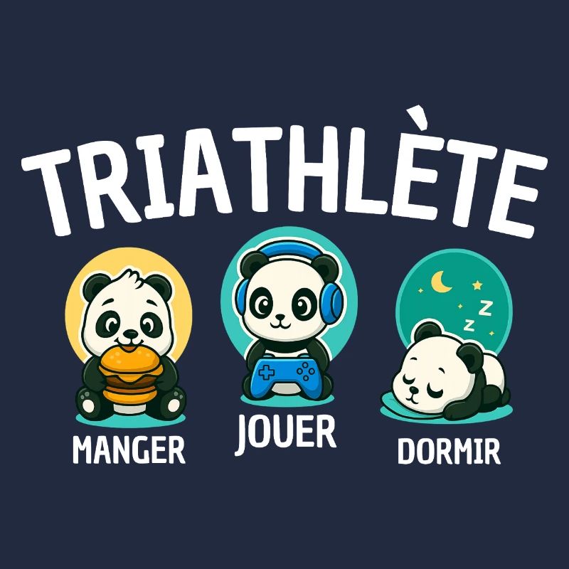 Triathlet Panda isst Spiel Schlaf Niedlich
