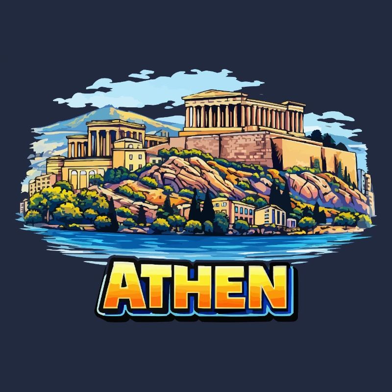 Illustration de l’île de l’Acropole d’Athènes