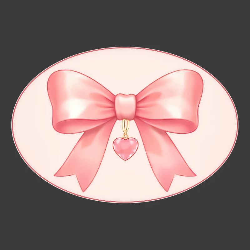 Pink bow with heart pendant Bichon&Bear Studio