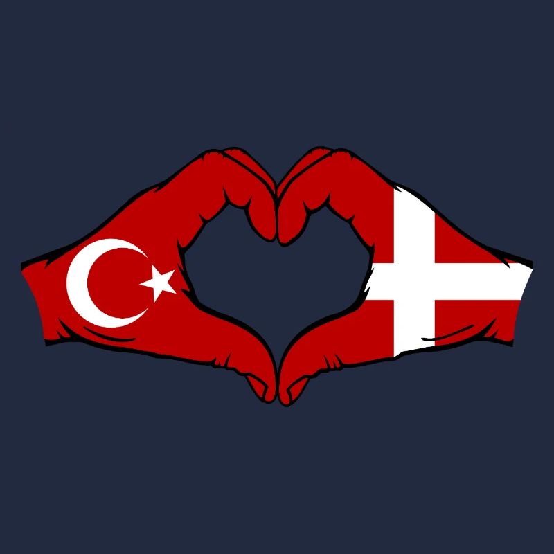 Turquie Danemark drapeau mains forme coeur
