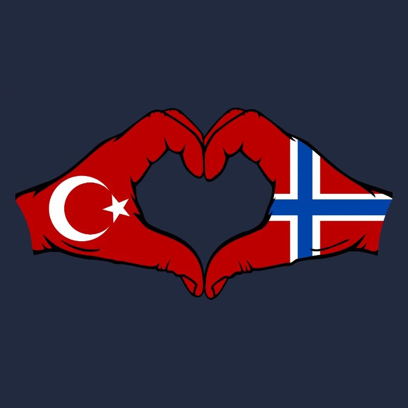 Türkei Norwegen Flagge Hände Herzform