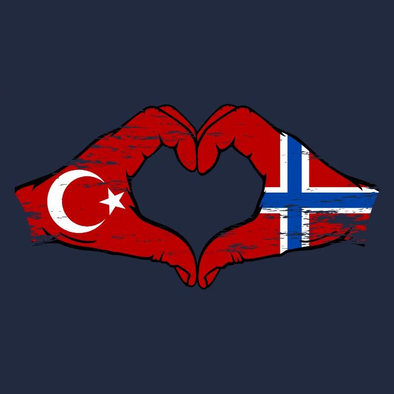 Türkei Norwegen Flagge Hände Herzform used