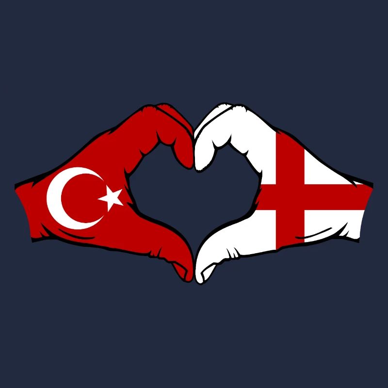 Turquie Angleterre Drapeau Mains Coeur Forme