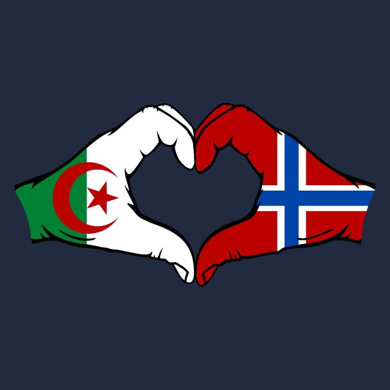 Algeria Norway Flag Hands Heart Shape