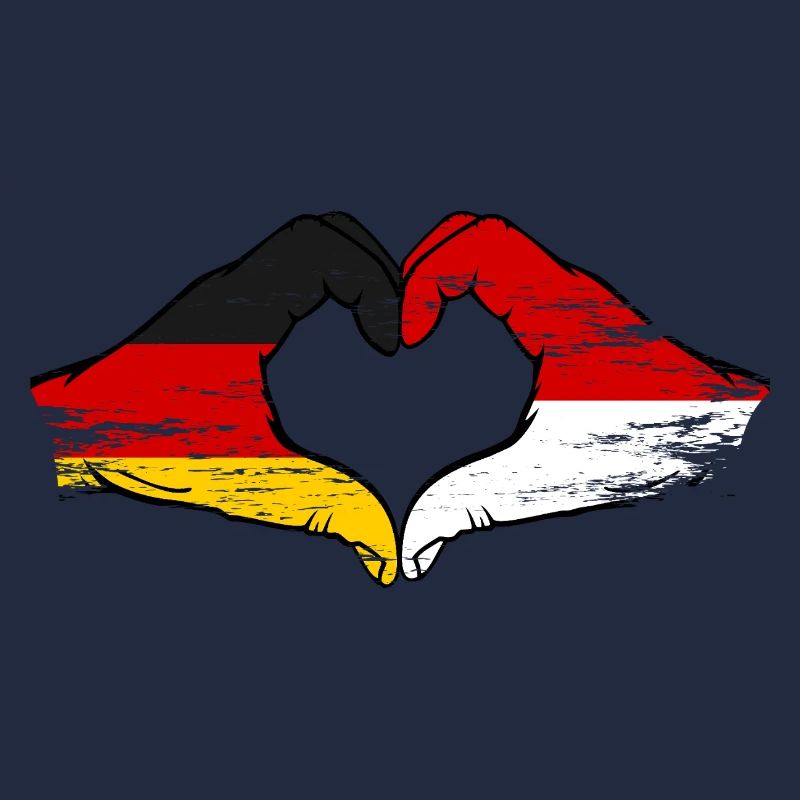 Germany Indonesia Flag Hands Heart Shape Used