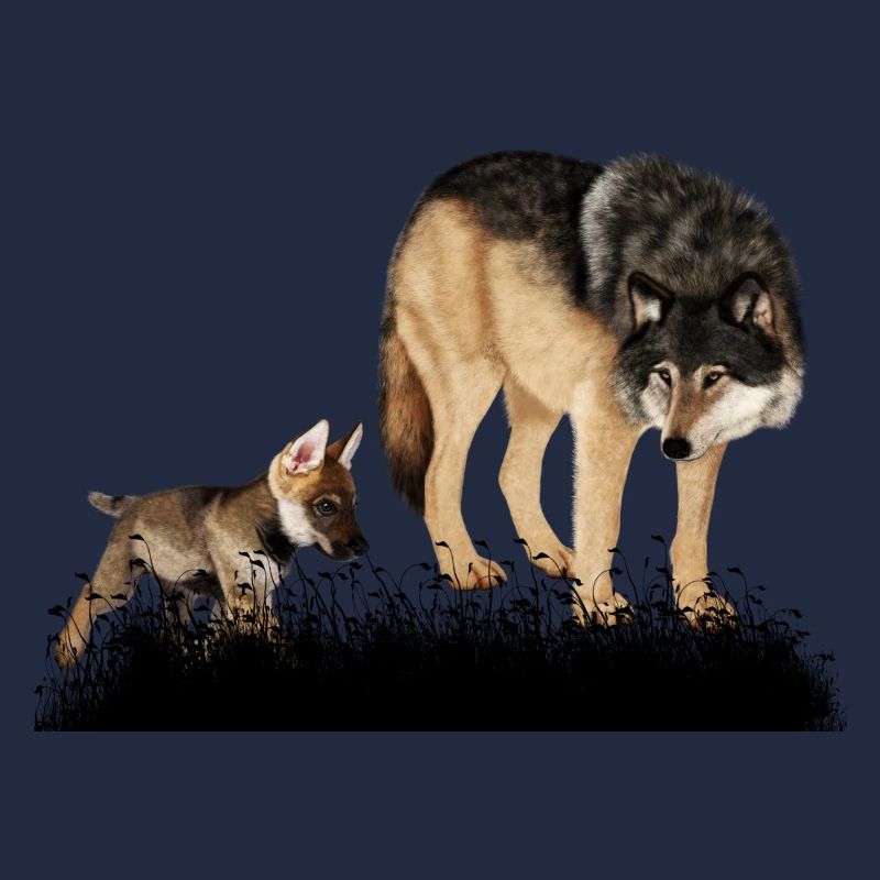 Mit dem Bär im Wald umwerfender Wolf