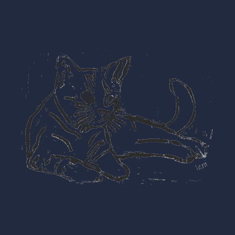 Eleganter Sketch-Print mit Katze