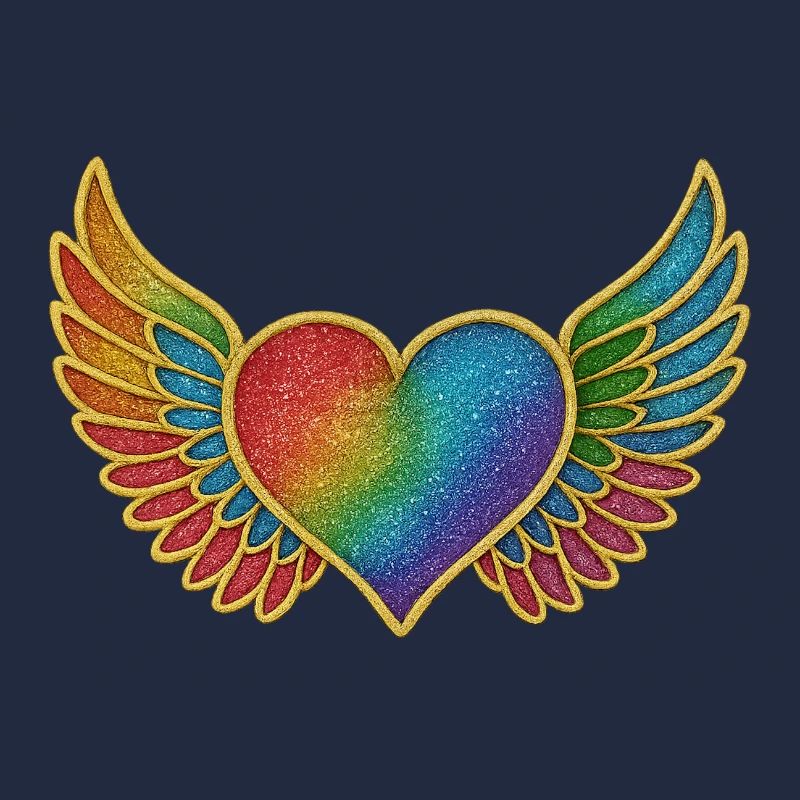 Regenbogenherz mit Flügeln
