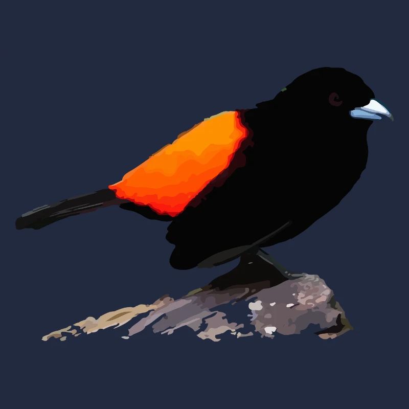 Schwarzes Raben-Orange-Gefieder