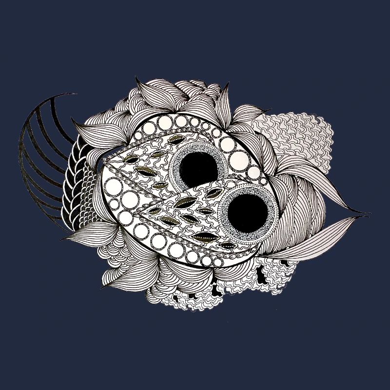 Black and White Mandala Fish Pattern