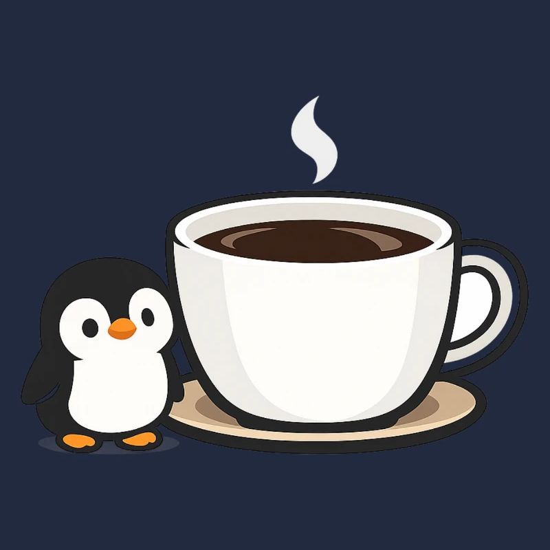 Pingouin à café avec design de tasse