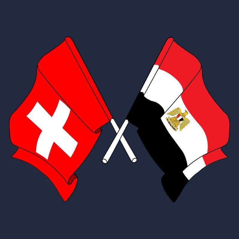 Drapeau de la Suisse et drapeau de l’Égypte