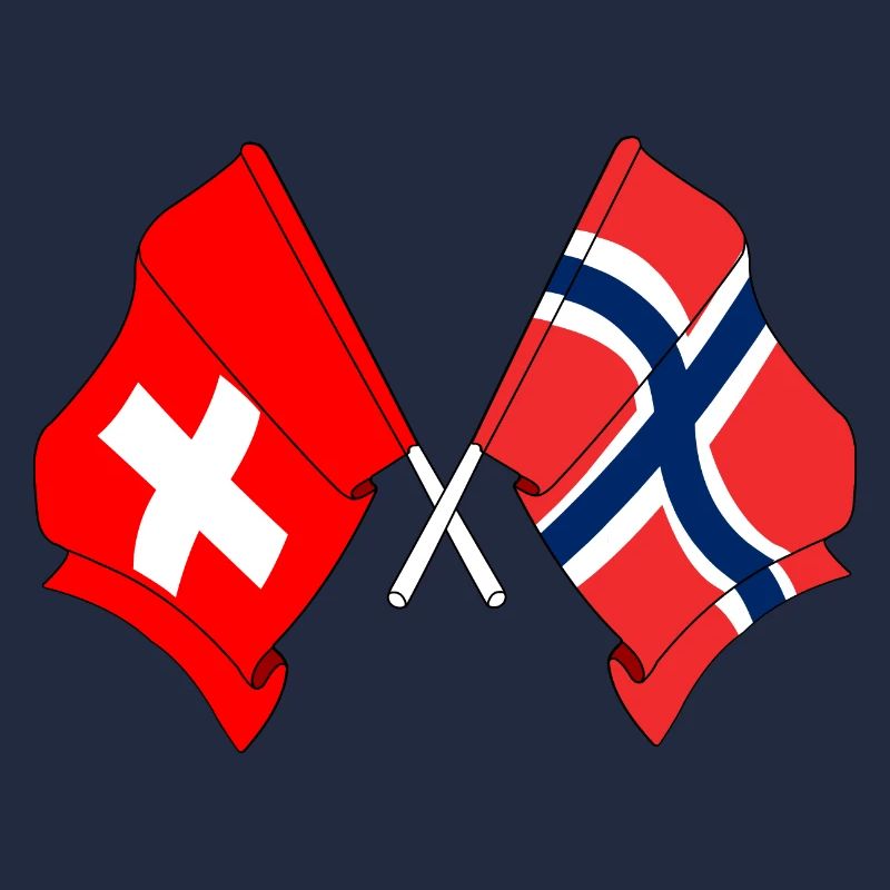 Drapeau de la Suisse et drapeau de la Norvège