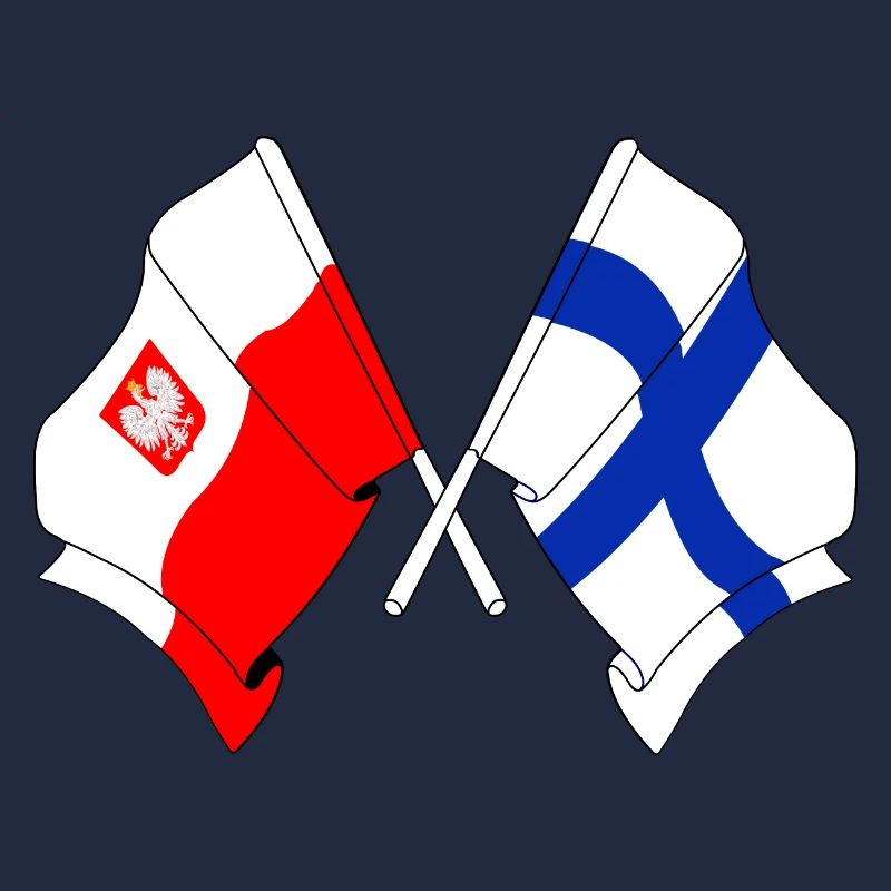 Drapeau de la Pologne et drapeau de la Finlande