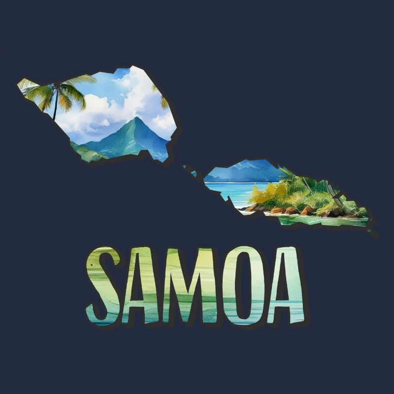 Aquarell Landkarte Samoa