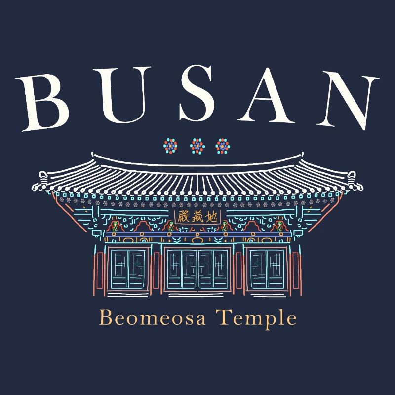 Busan, Corée du Sud, Temple dessiné à la main