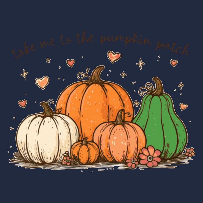 Pumpkin patch whimsical illustration