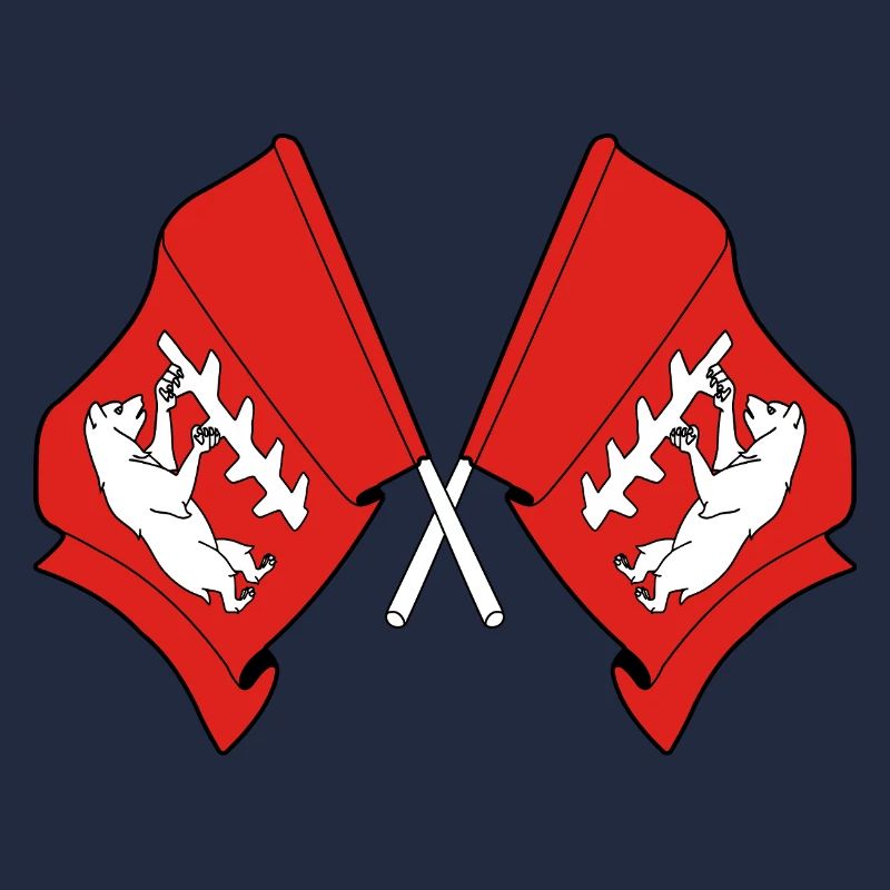 Two Crossed Warwickshire Flags