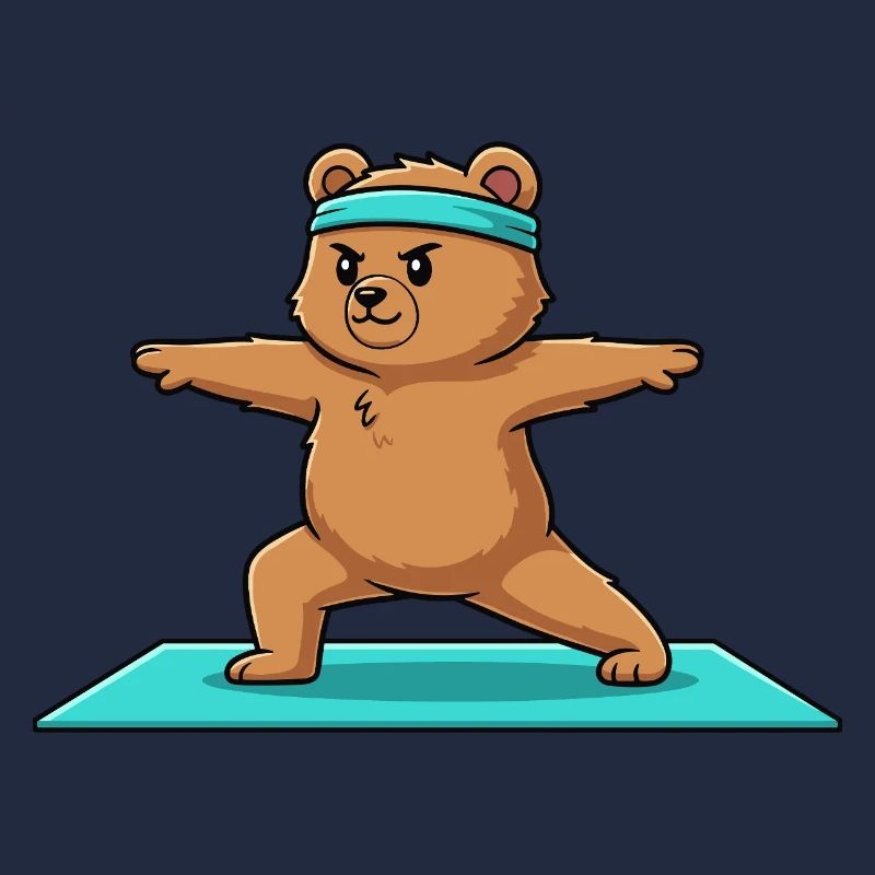 Yoga Bear Doing Warrior Pose