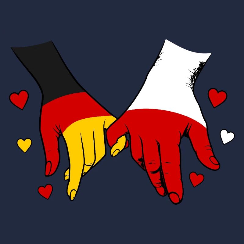 Germany Poland Flags Holding Hands