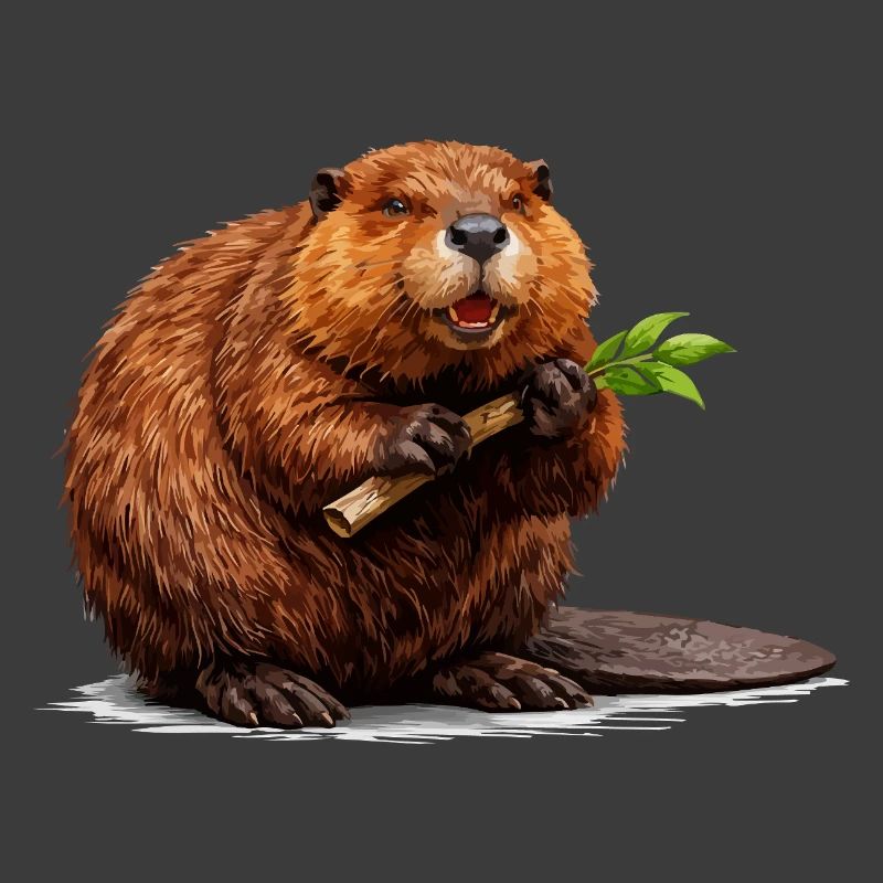 Castor avec illustration d’animaux forestiers branchés