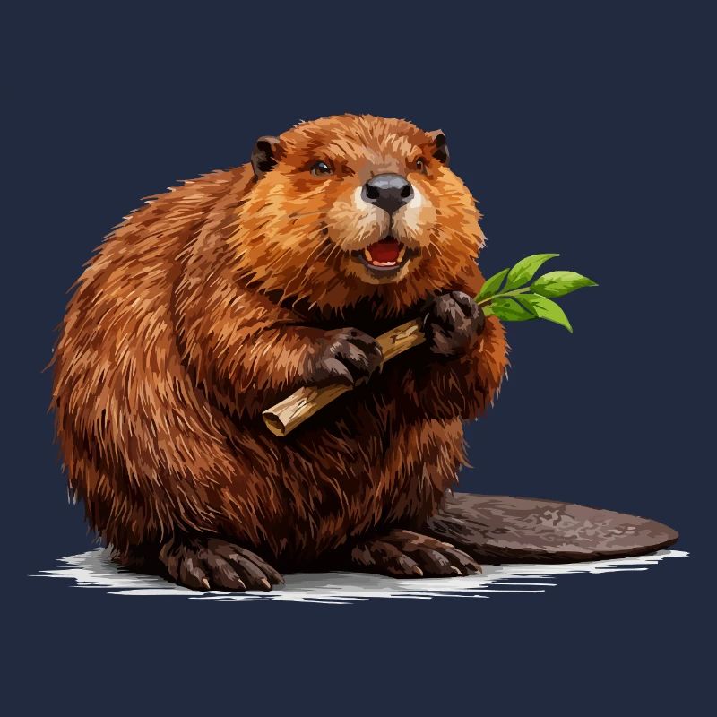 Castor avec illustration d’animaux forestiers branchés