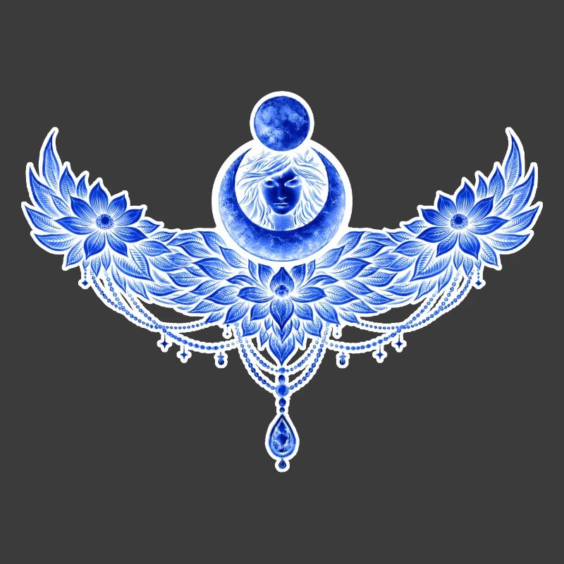 Lune ailée bleue