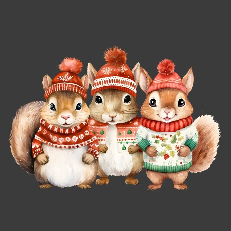 Winterliches Eichhörchen-Trio