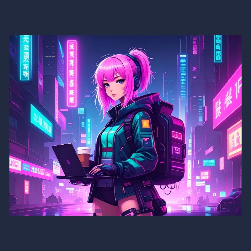 Neon Hacker Girl – Prêt à coder et à conquérir