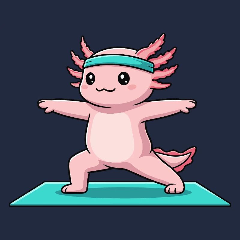 Yoga Axolotl Fish Doing Warrior Pose