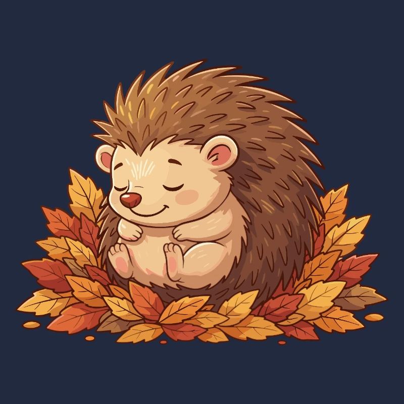 Hérisson câlin dans les feuilles d’automne