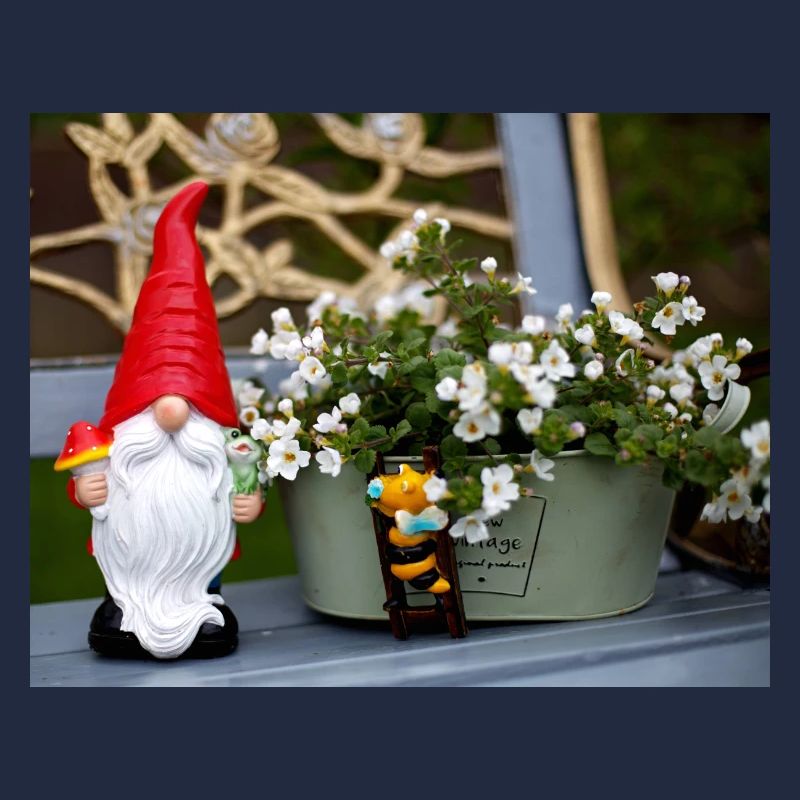 Gartenwichtel im Blütentopf