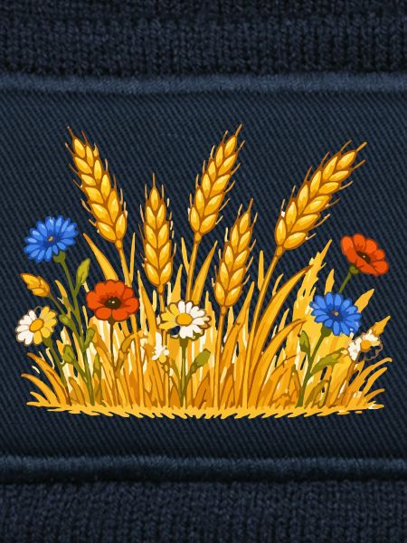 Goldenes Weizenfeld mit Wildblumen